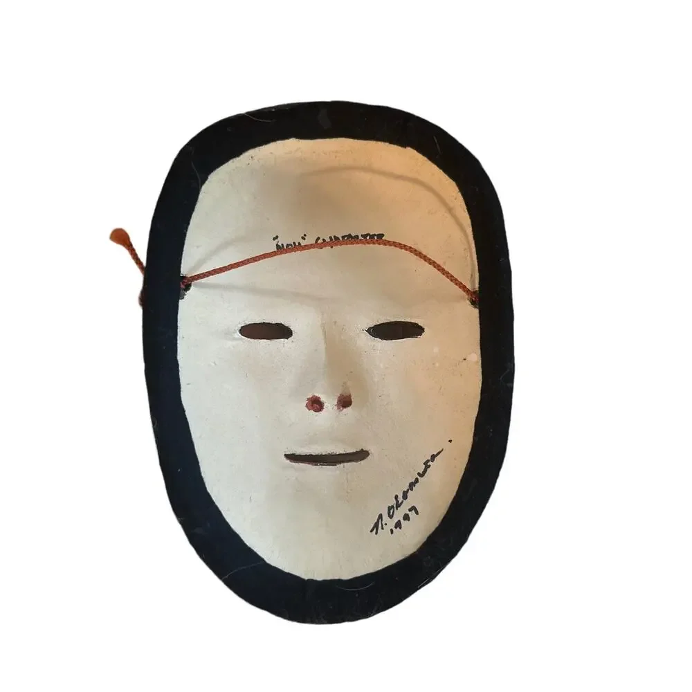 Traditional Japanese Theater Handmade 1997 Noh Character Ceramic Mask Okamura